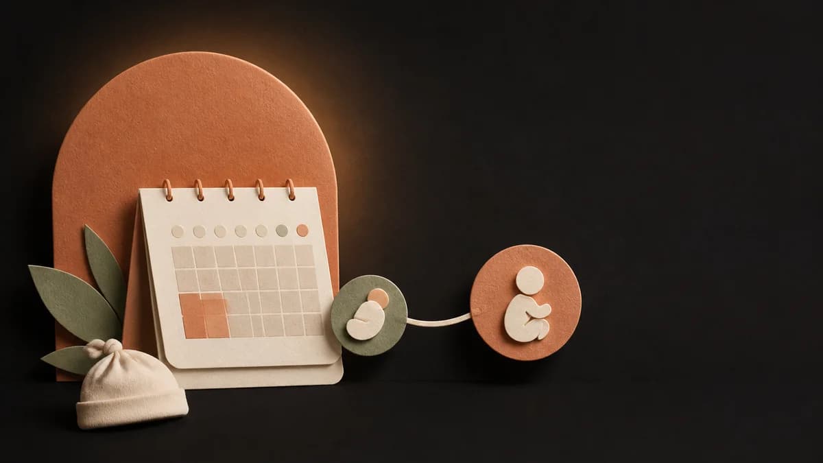 Un calendario que muestra cómo calcular la edad corregida de un bebé prematuro a partir de la fecha de nacimiento y la fecha prevista de parto